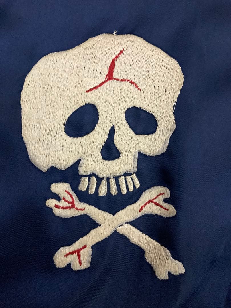 スカジャン 骸骨刺繍 ネイビー