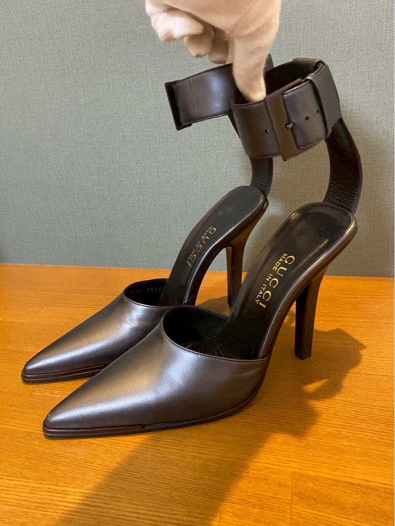 GUCCI グッチ　アンクルストラップ　ミュール　パンプス　ピンヒール