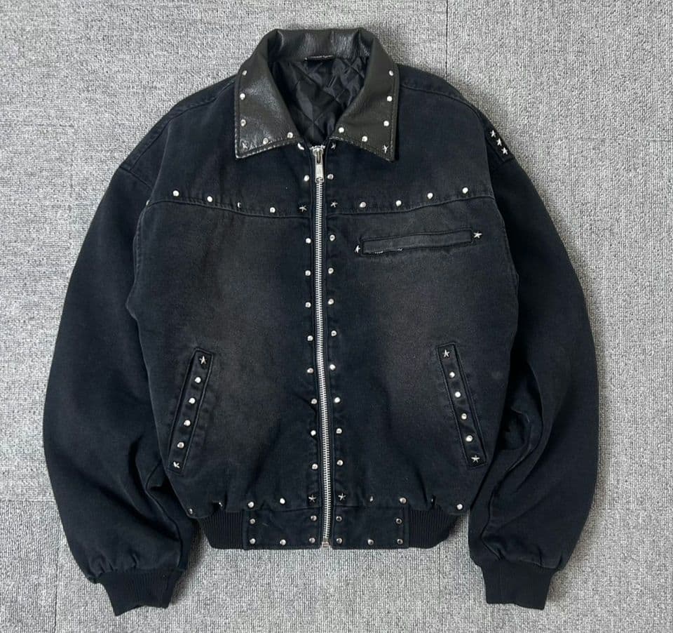 Belvet Star Studded Work Jacket レザー M