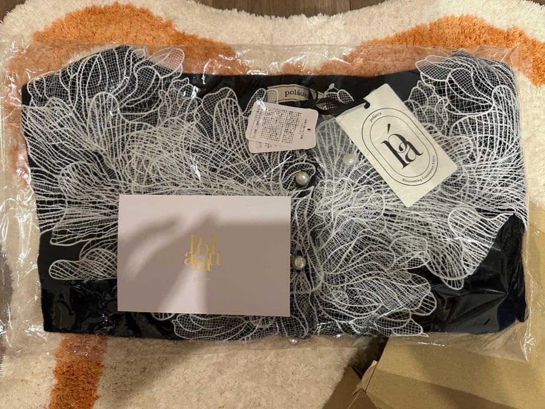 【新品タグ付】polaura ポローラレース フリルカーディガン polaura