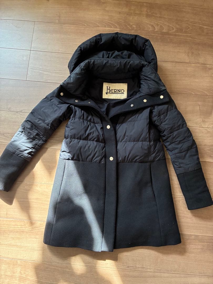 Herno ダウンジャケット ブラック　ウール切り替え