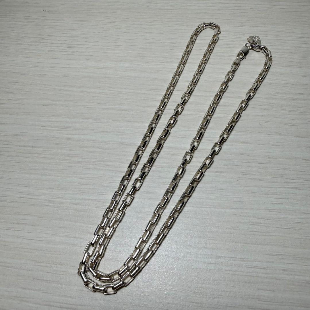 シルバー925 スクエアチェーン　ロング　ネックレス　重量感