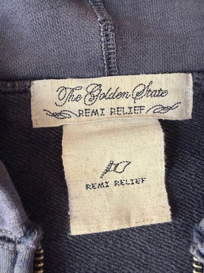 おの　REMIRELIEF ジップパーカー XL フェード ナス紺