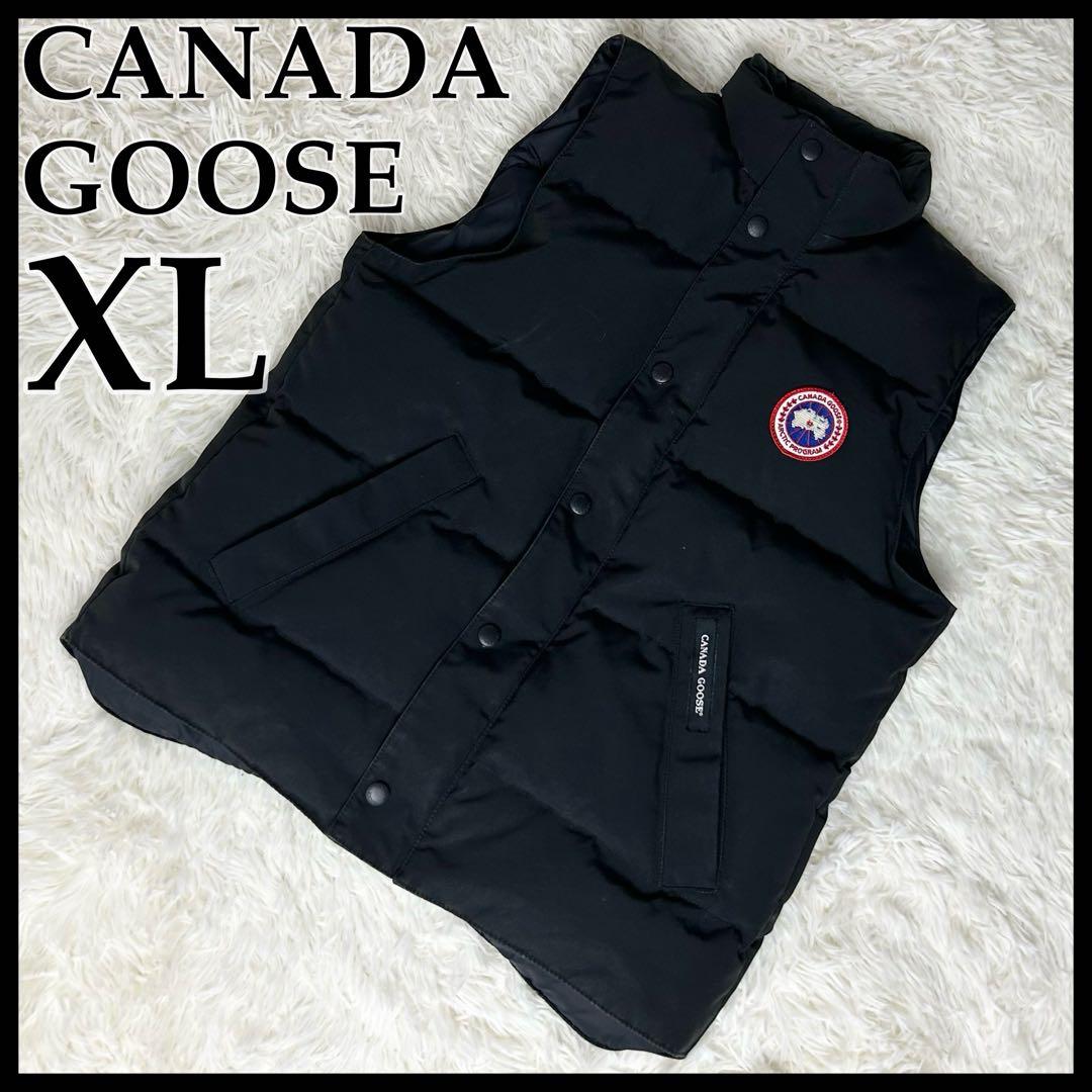 【極美品・最高級】カナダグース ワッペン刺繍ロゴ ダウンベスト ブラック 黒