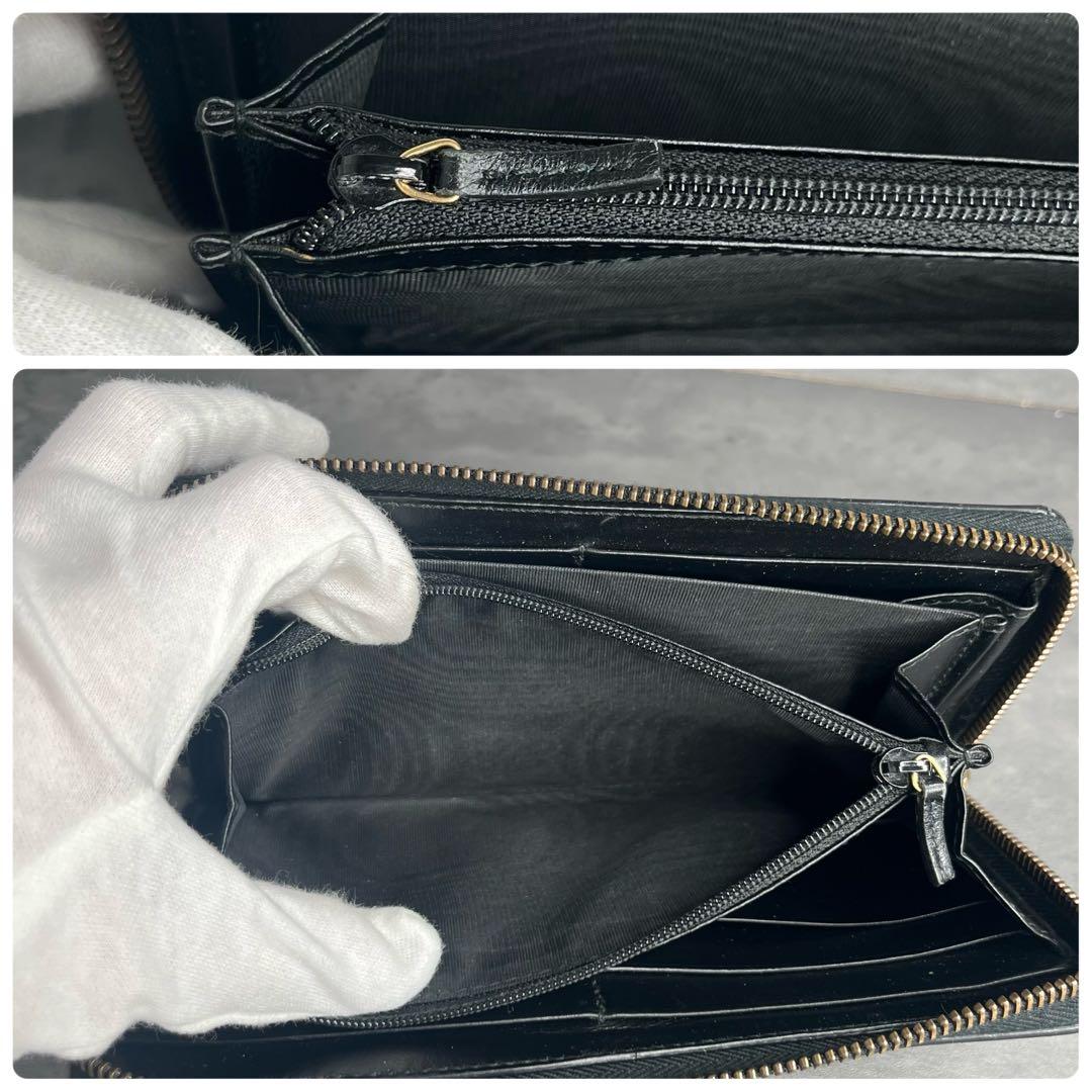 【美品】GUCCI GGマーモント 長財布 ラウンドファスナー キルティング 黒