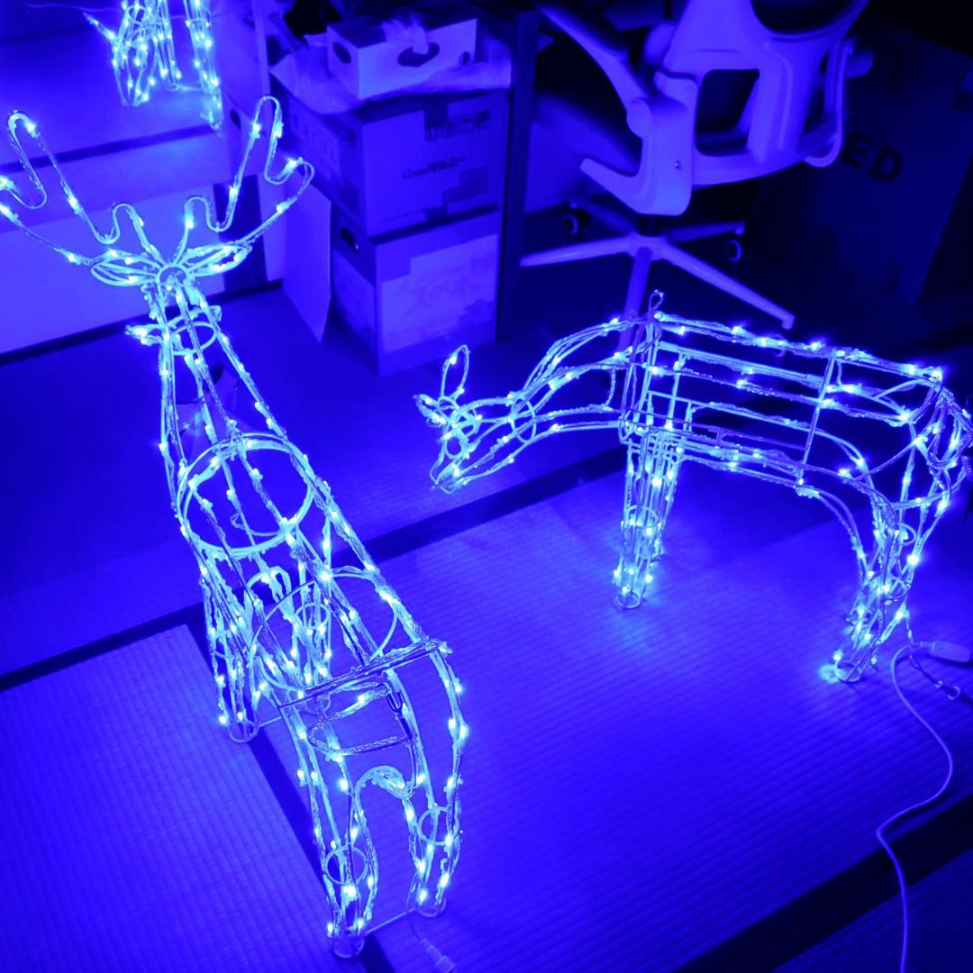 【再値下げ】 クリスマス トナカイ 青色 LED イルミネーション 2体セット