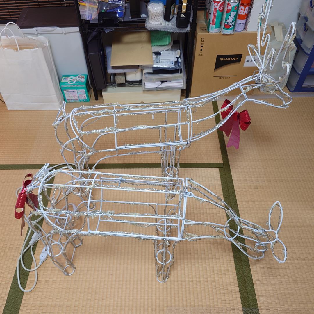 【再値下げ】 クリスマス トナカイ 青色 LED イルミネーション 2体セット