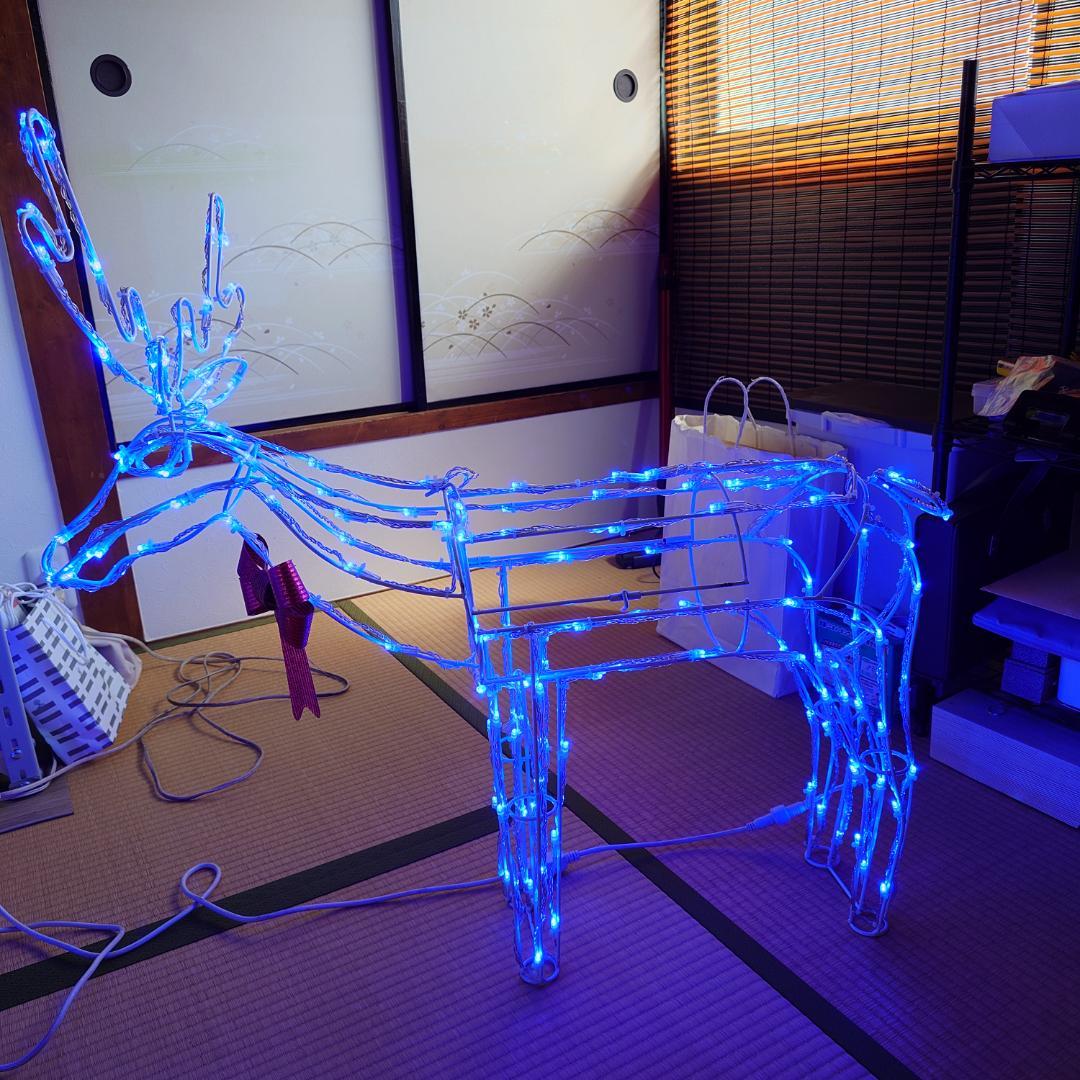 【再値下げ】 クリスマス トナカイ 青色 LED イルミネーション 2体セット