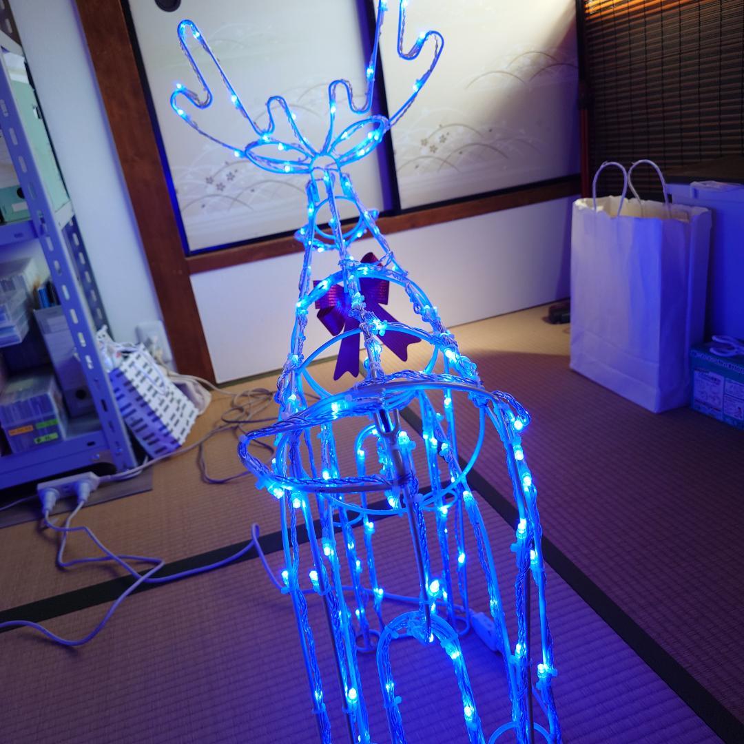【再値下げ】 クリスマス トナカイ 青色 LED イルミネーション 2体セット