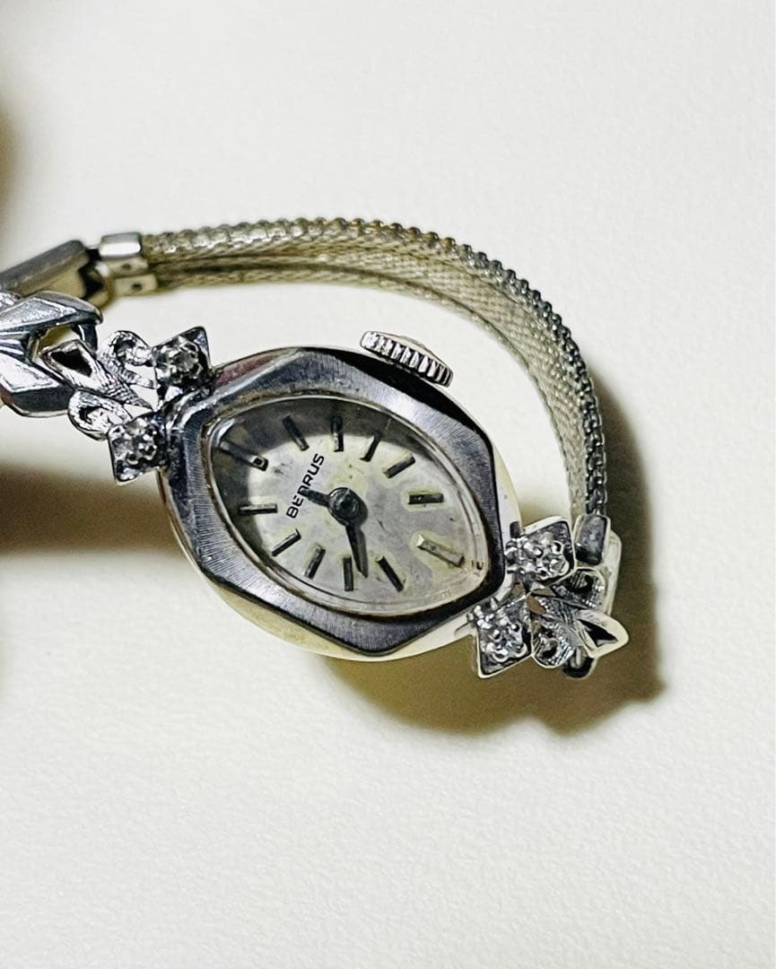 アンティークレディース時計 BENRUS K14 ホワイトゴールド