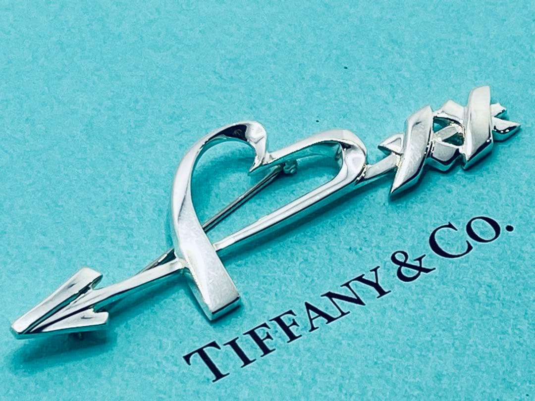 h801 美品　オールド　ティファニー　ハート&アロー　ブローチ　シルバー925