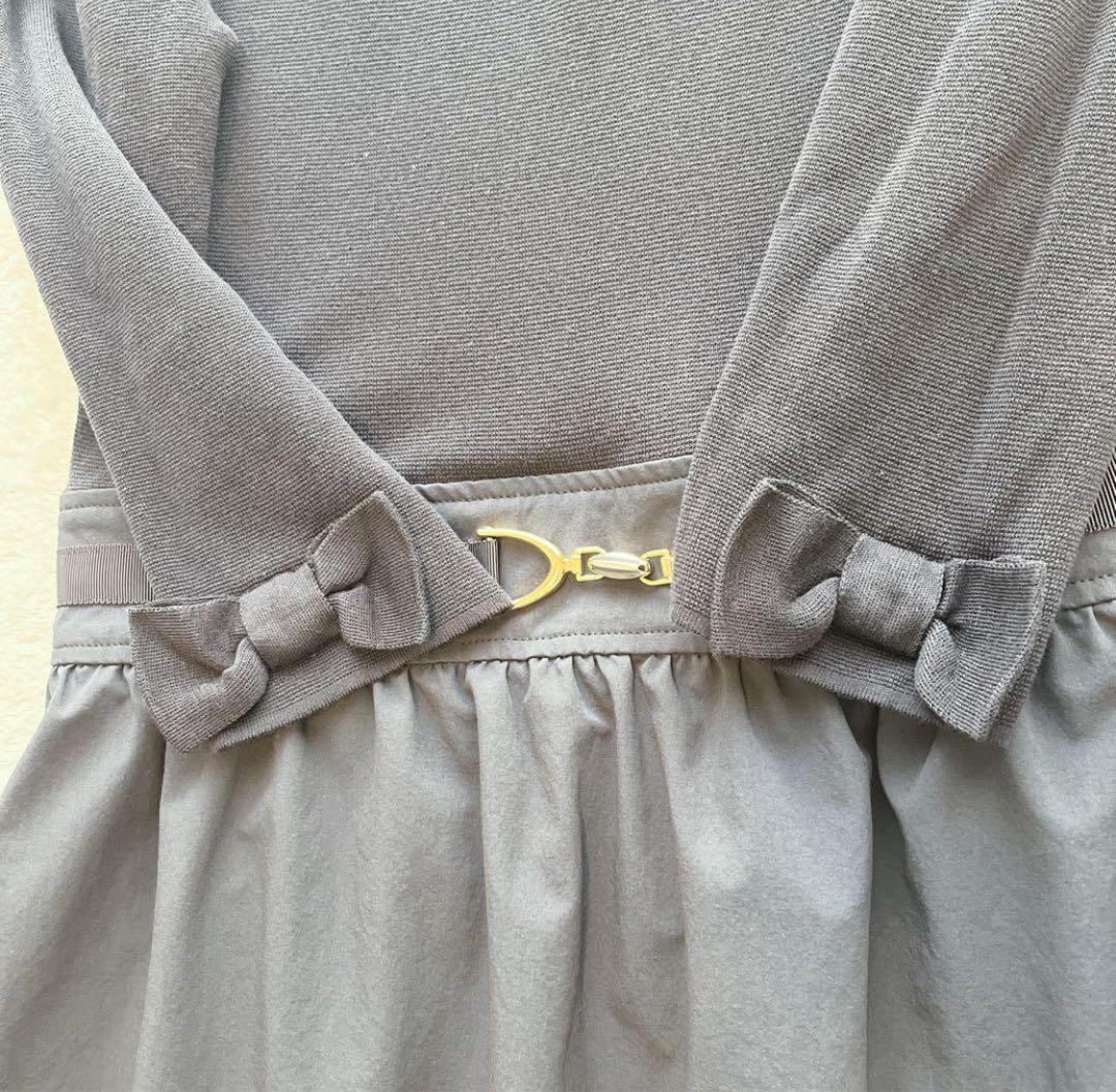 美品 M'S GRACY 2023 ニット タフタ ワンピース ブラック　42