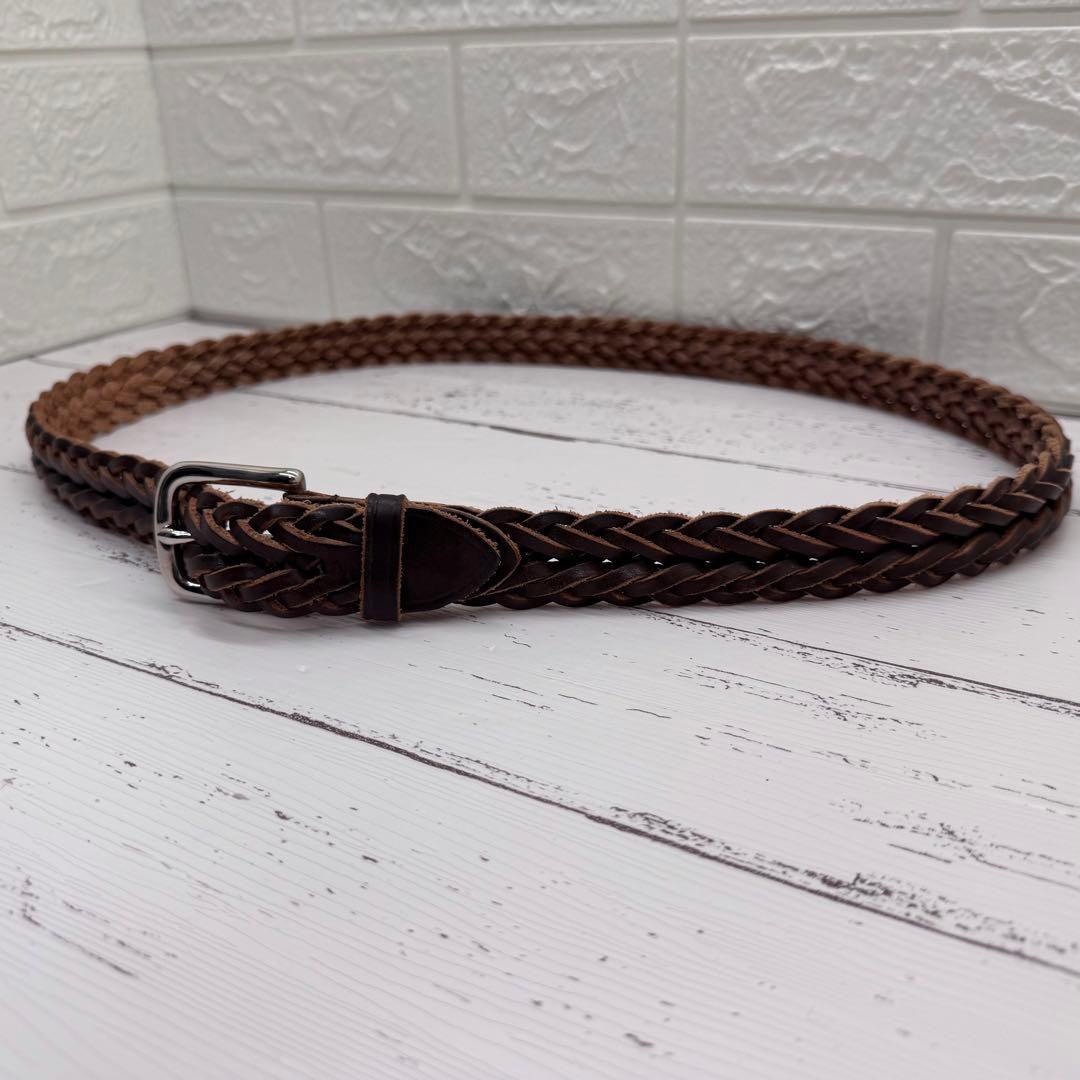 【希少】ホワイトハウスコックス　メッシュベルト　レザー　ブラウン