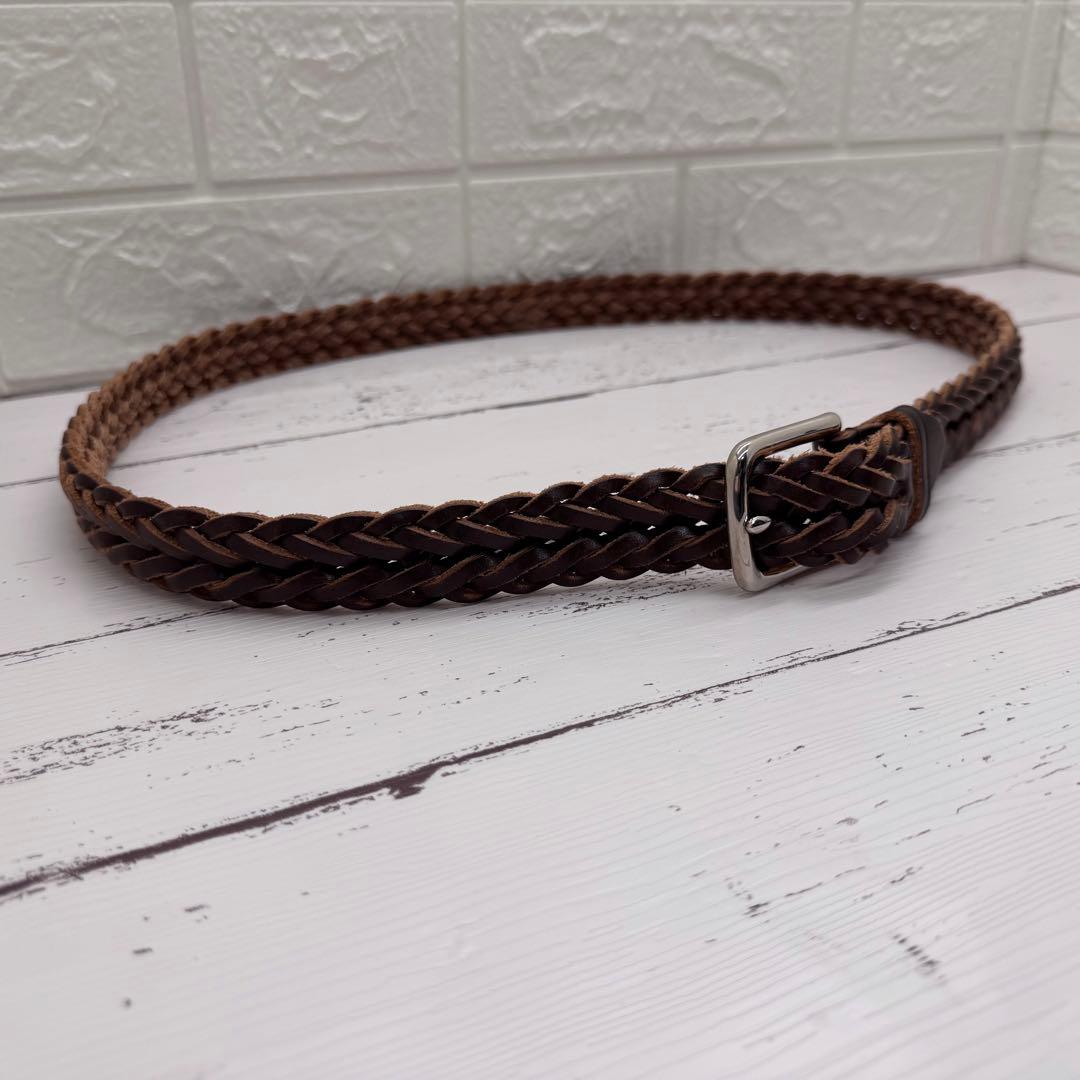 【希少】ホワイトハウスコックス　メッシュベルト　レザー　ブラウン