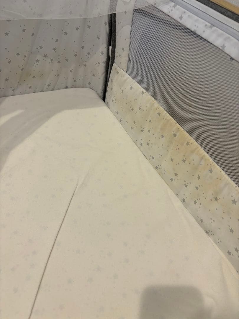 HZDMJ ベビーベッド グレー 折りたたみ　蚊帳付き