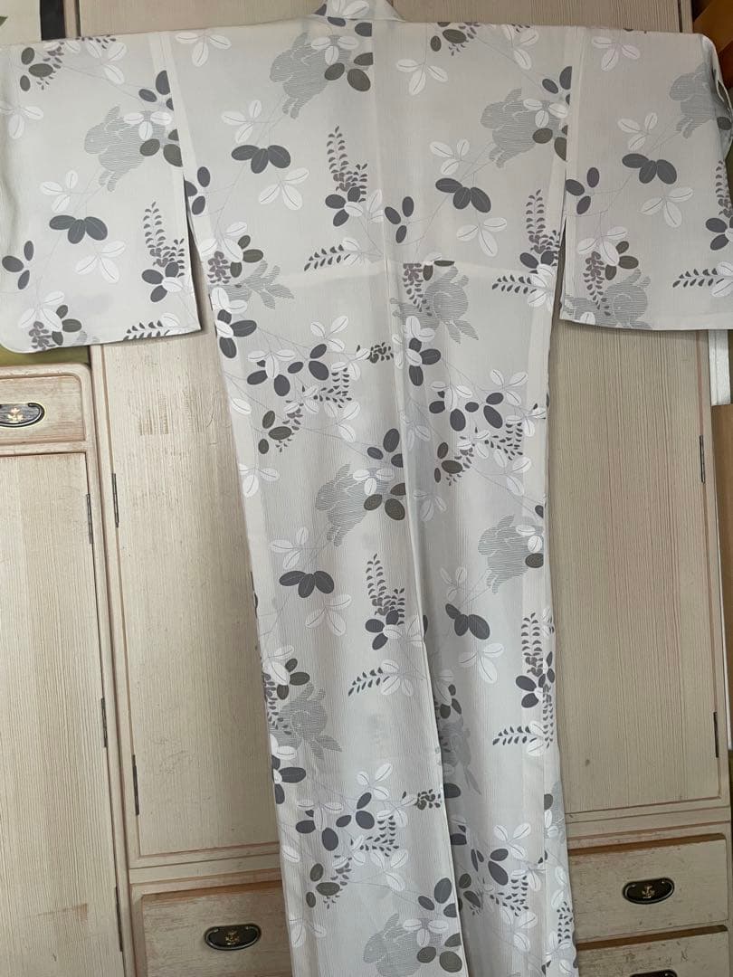 撫松庵浴衣　とび兎と萩の花(下駄付き)