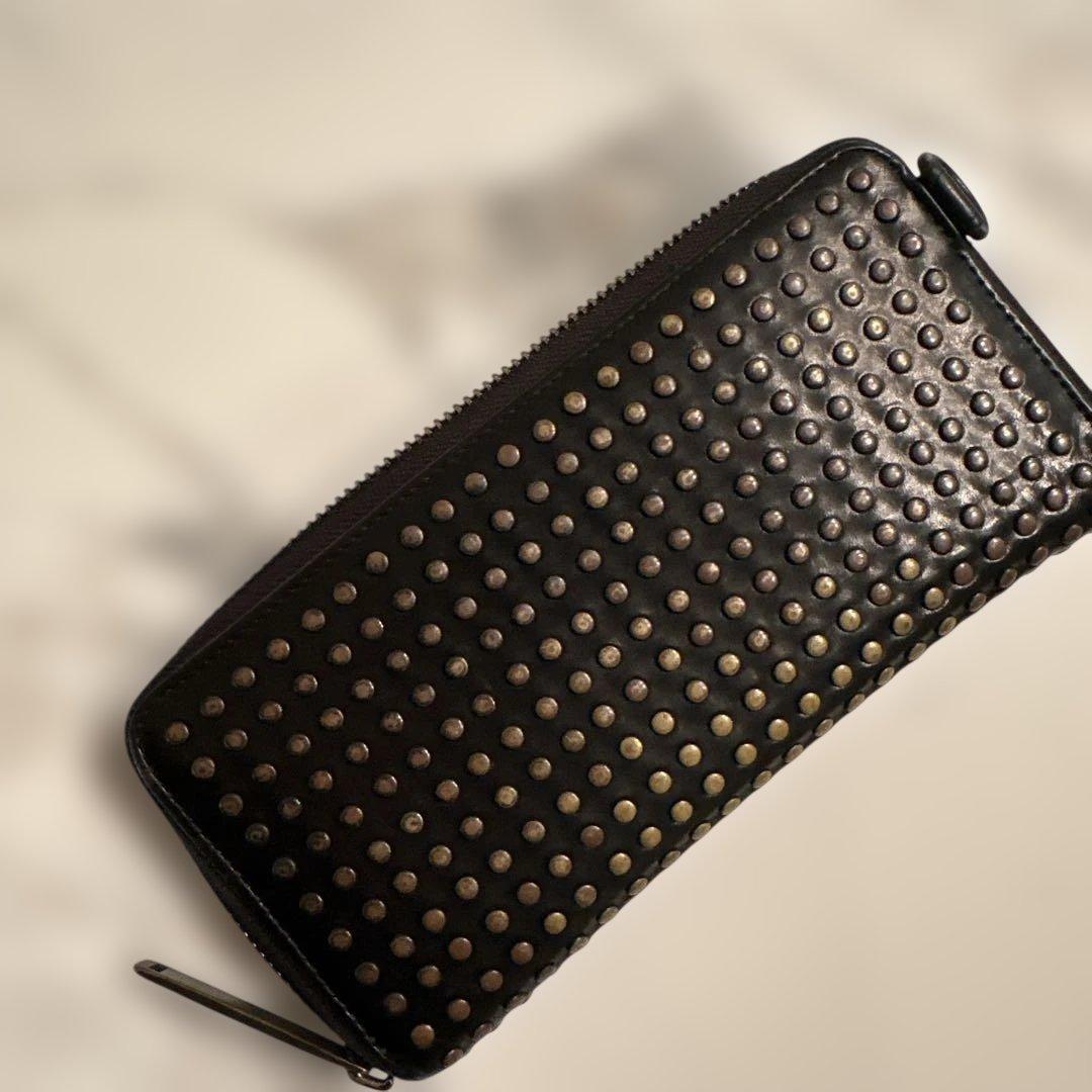 PATRICK STEPHAN スタッズ付き黒レザー長財布