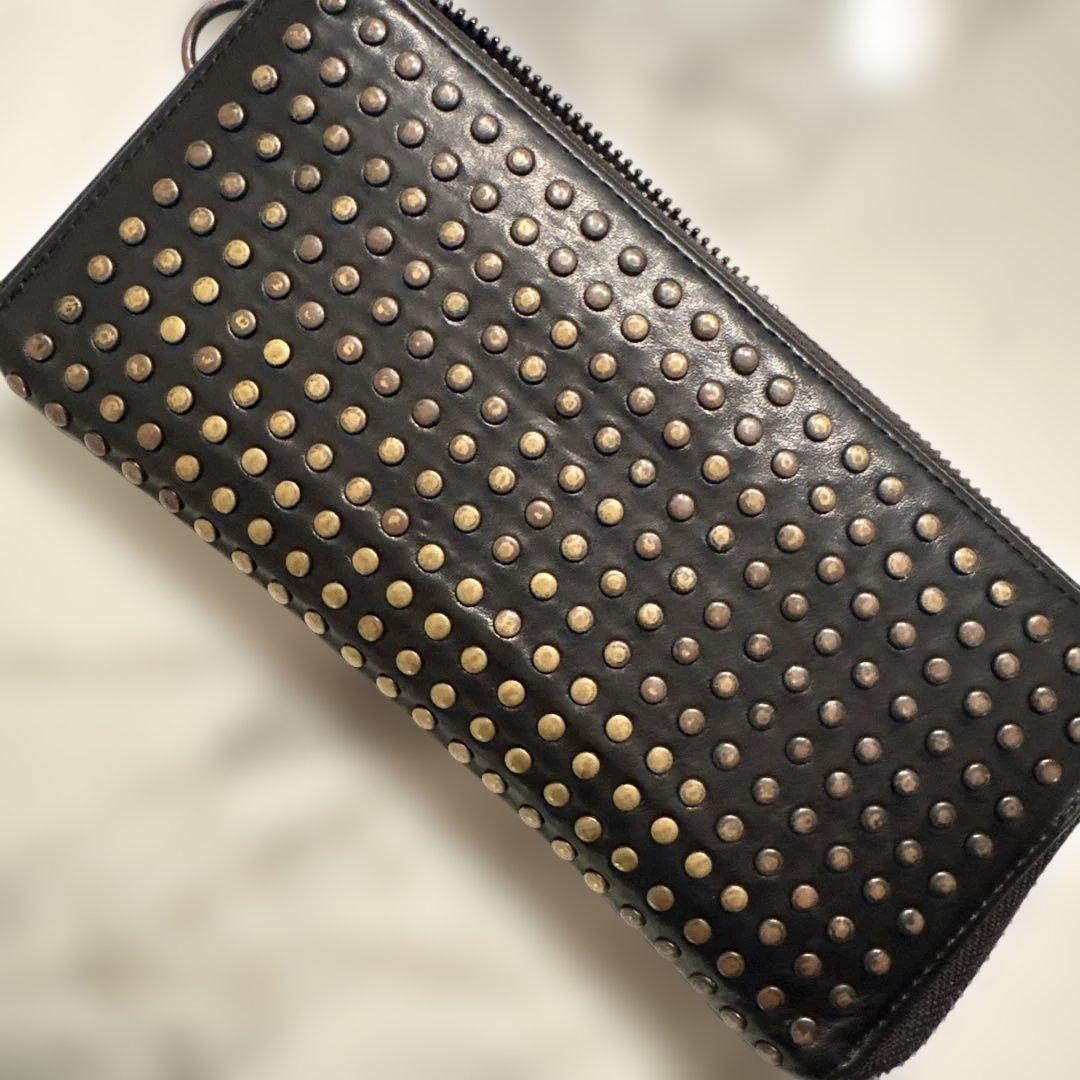 PATRICK STEPHAN スタッズ付き黒レザー長財布