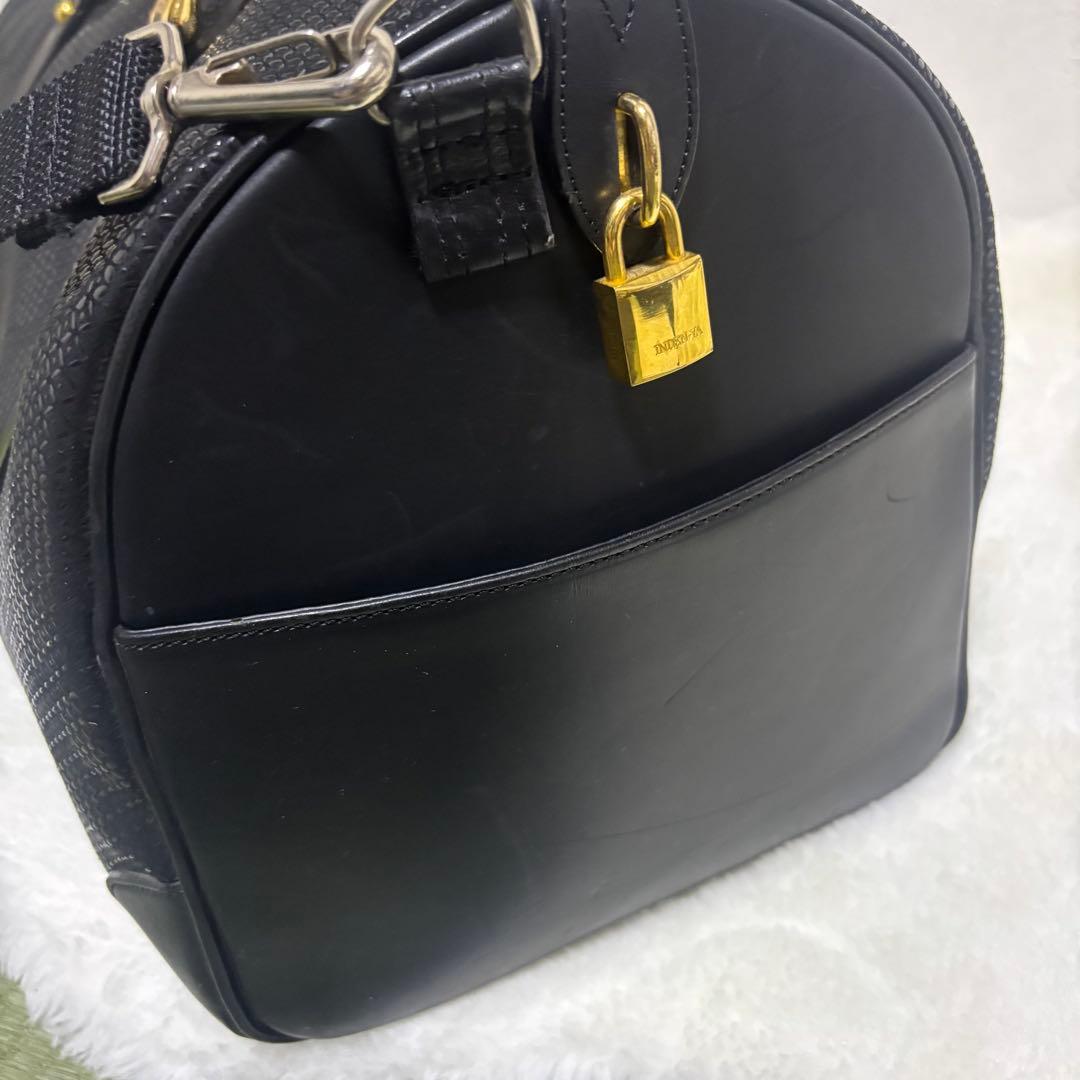 【極希少】印傳屋 インデンヤ　ボストンバッグ　レザー　総柄 2way 南京錠