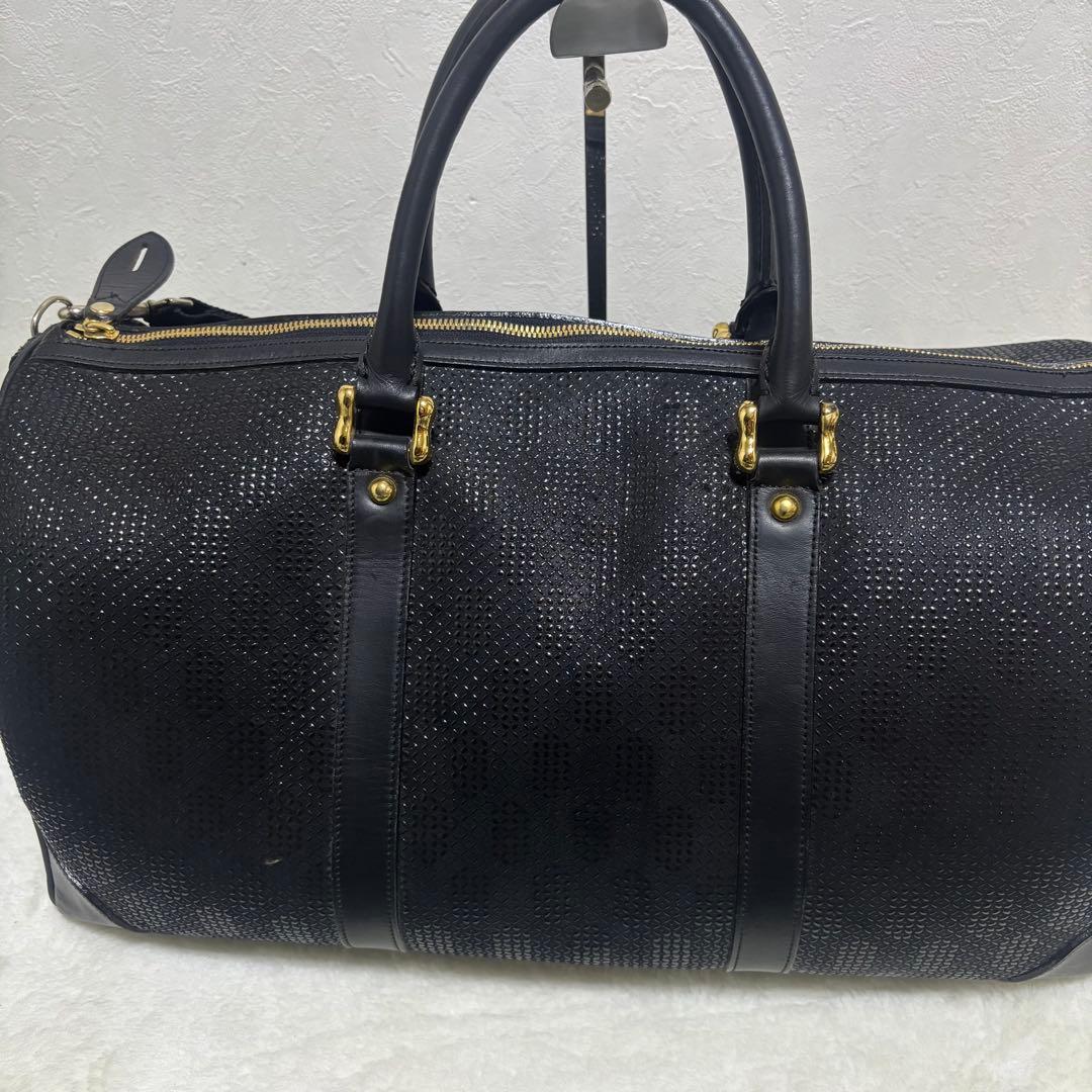 【極希少】印傳屋 インデンヤ　ボストンバッグ　レザー　総柄 2way 南京錠