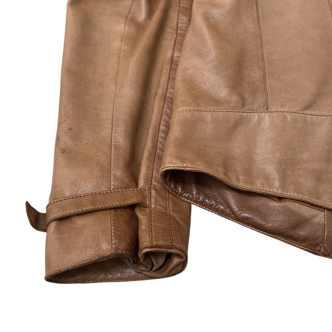 EMPORIO ARMANI ラムレザー　シングルライダースジャケット　XL