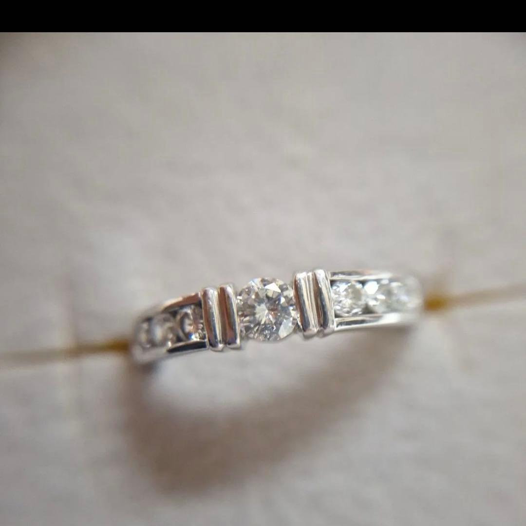 PT900 ダイヤ 0.5ct ハーフエタニティ リング