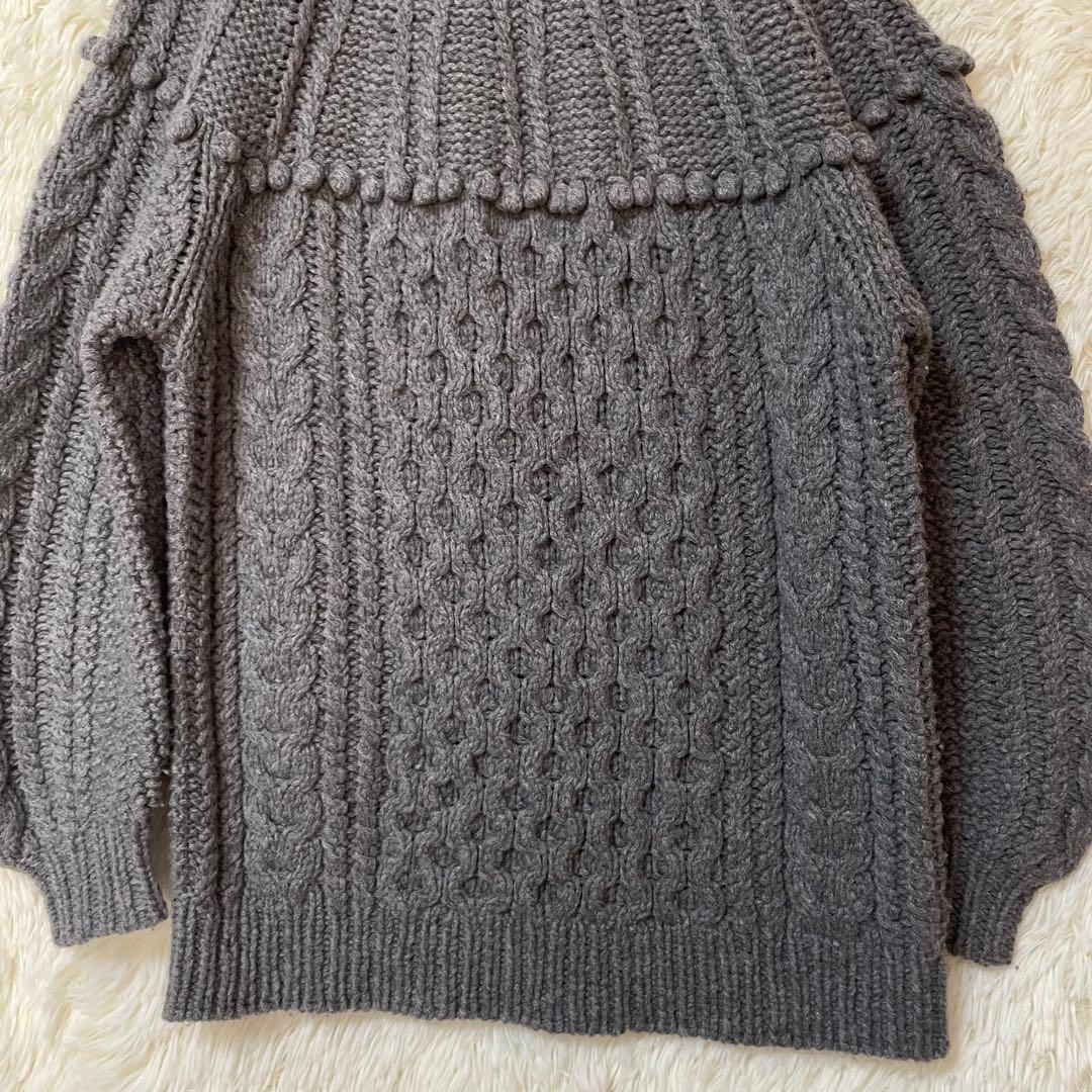 クラネ CLANE アーチケーブル ハンドニット グレー　ウール　美品　M