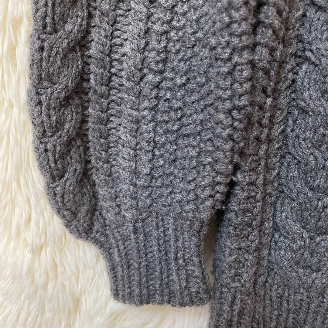 クラネ CLANE アーチケーブル ハンドニット グレー　ウール　美品　M