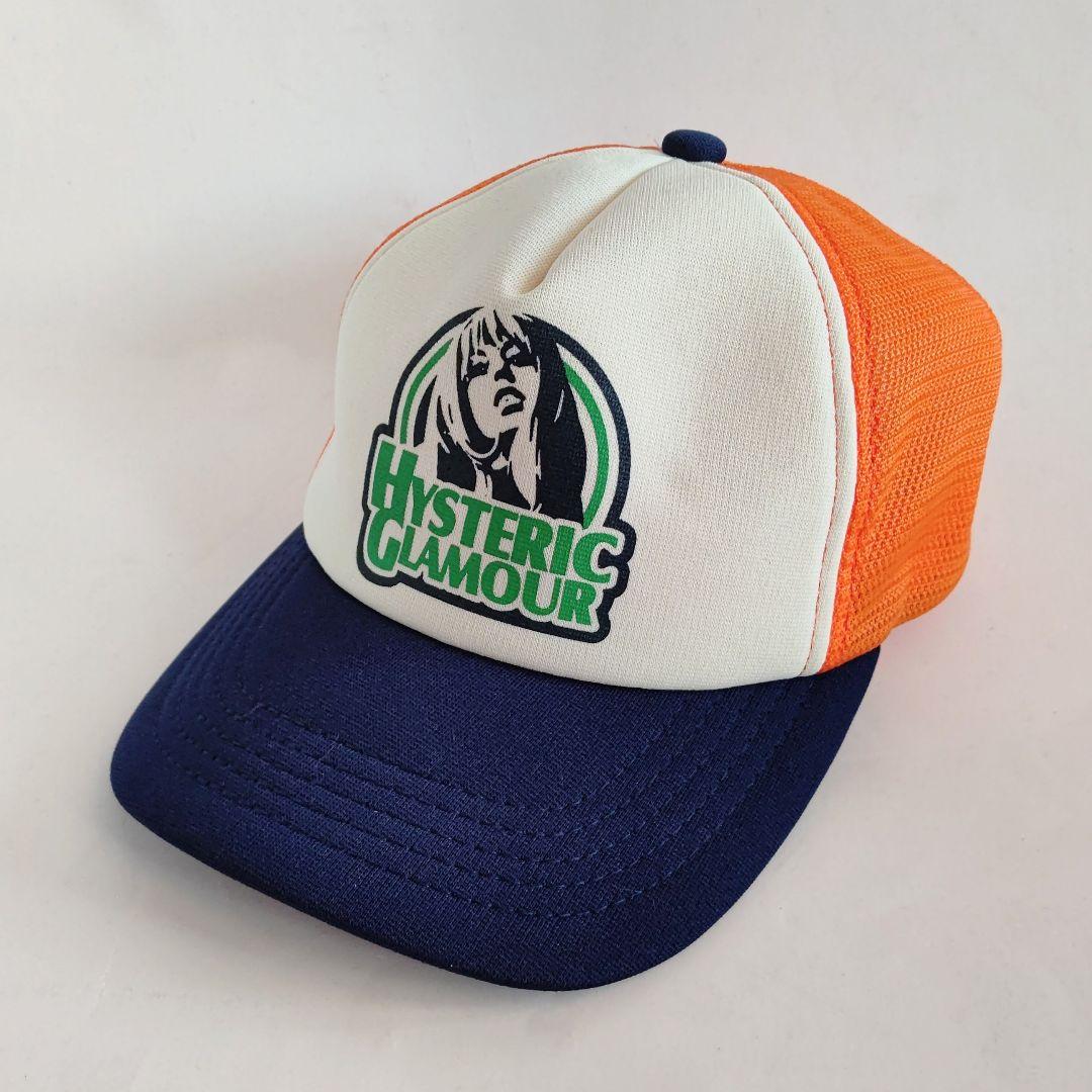 HYSTERIC GLAMOUR メッシュキャップ girl オレンジ×ネイビー