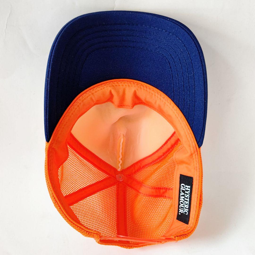 HYSTERIC GLAMOUR メッシュキャップ girl オレンジ×ネイビー