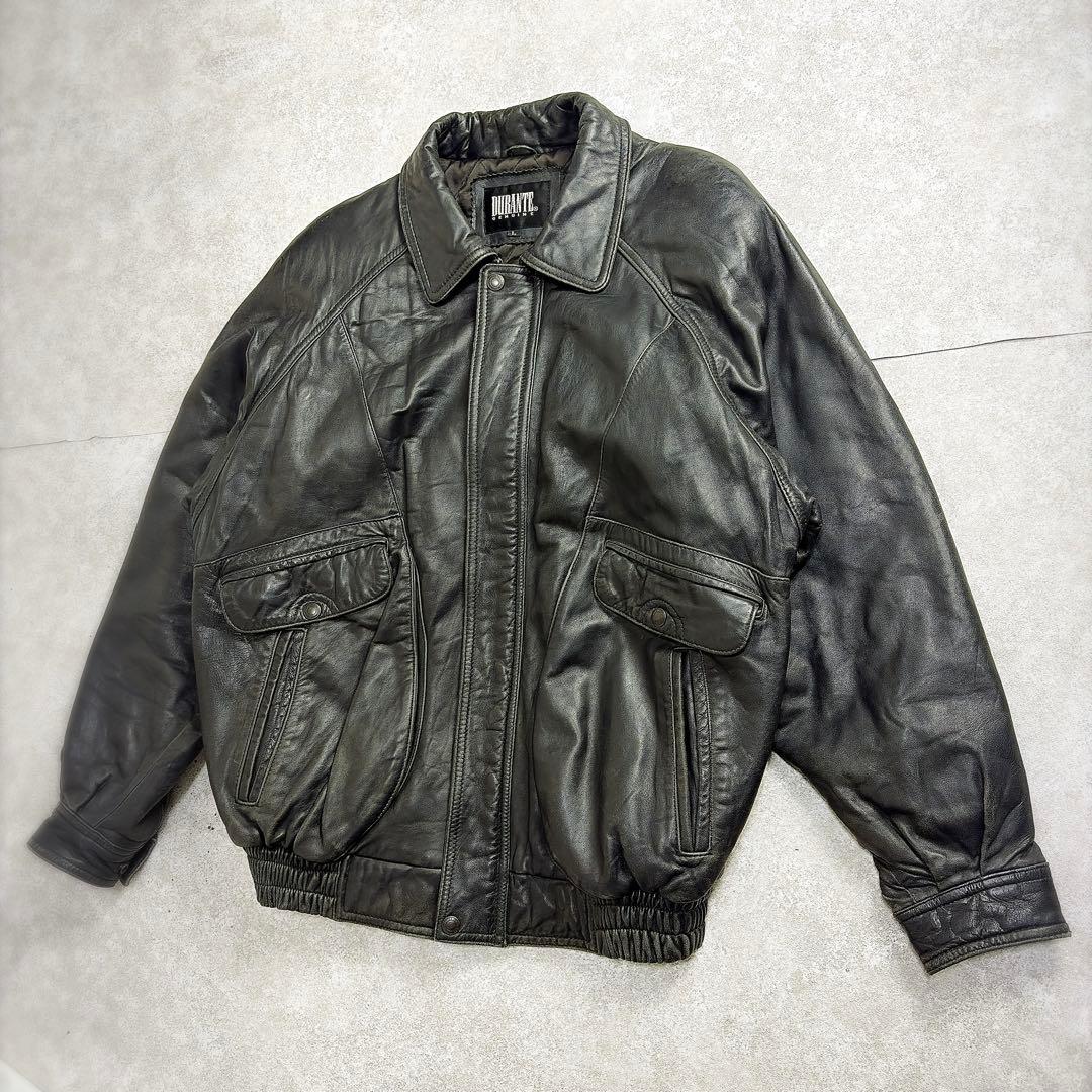【美品】A-2型 黒 ボンバージャケット L 短丈 キルティング　ラムレザー
