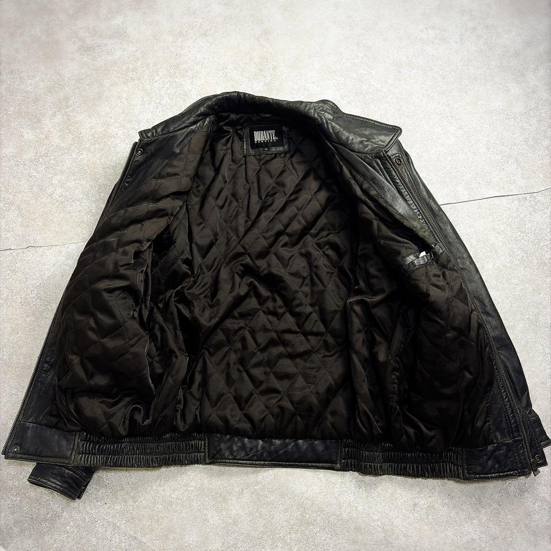 【美品】A-2型 黒 ボンバージャケット L 短丈 キルティング　ラムレザー