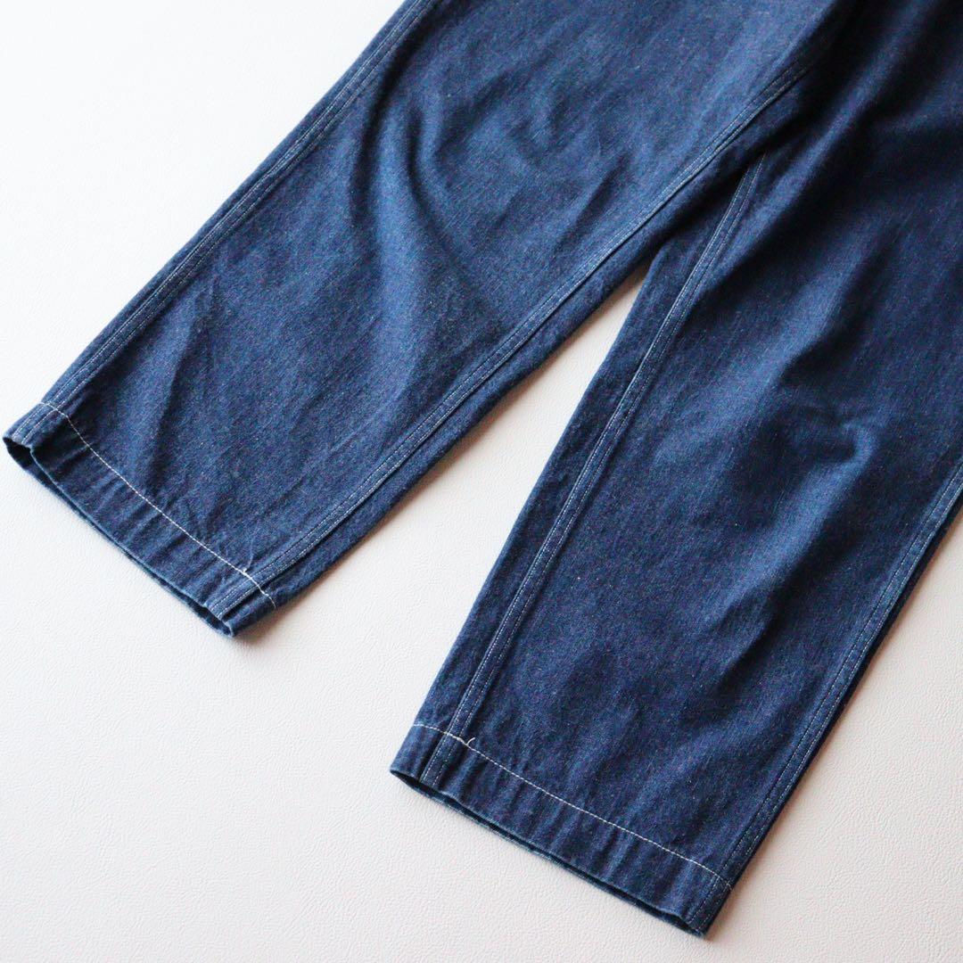 5298【美品】COMOLI　ベルテッドデニム ワイドパンツ　インディゴ　XS