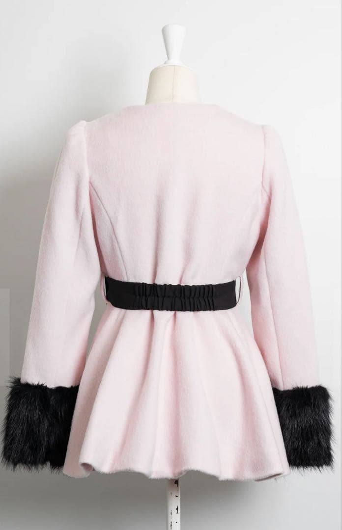 新品　pium ハートボタンリボンベルトシャギーコート　ピンク　ぴうむ