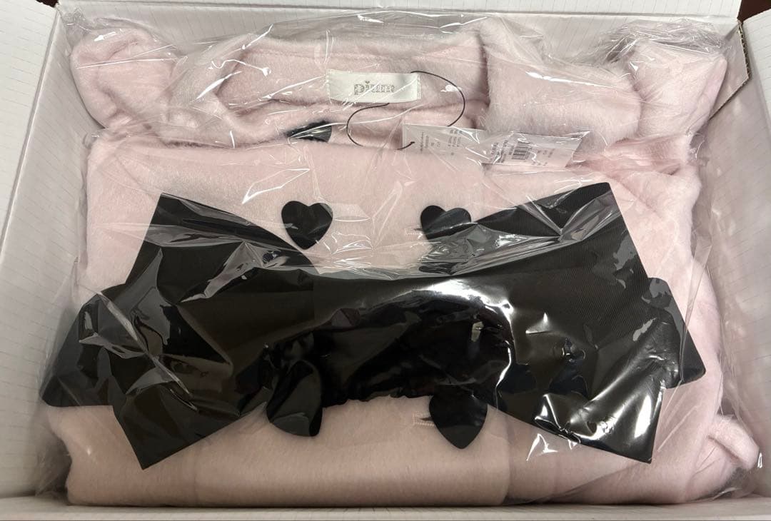 新品　pium ハートボタンリボンベルトシャギーコート　ピンク　ぴうむ