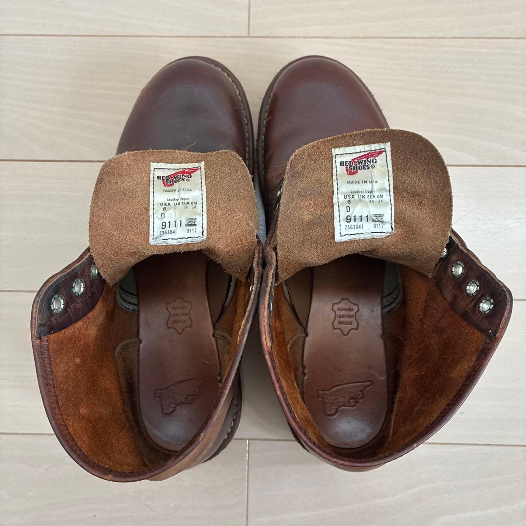 レッドウィング　US6D 赤茶9111 日本サイズ24.5cm 美品