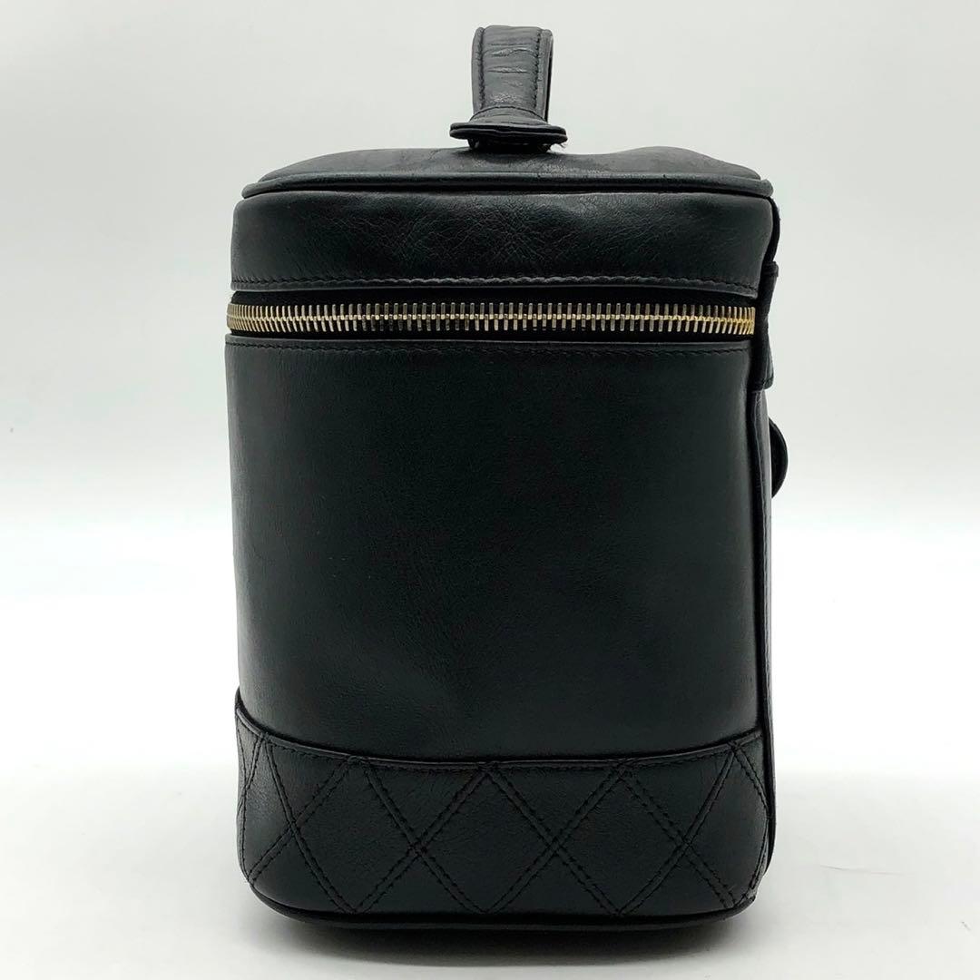 シャネル バニティバッグ ビコローレ ココマーク ゴールド金具 ラムスキン 黒