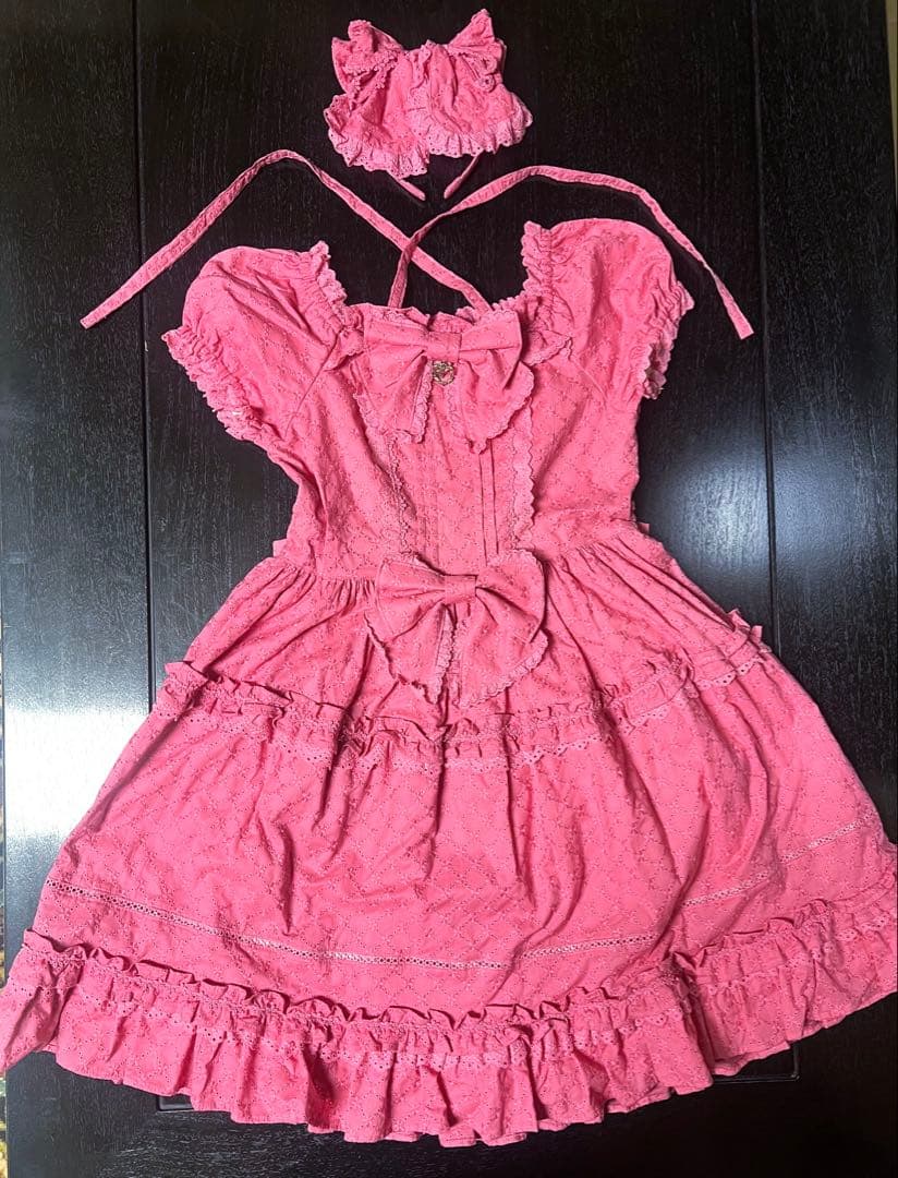 BABY♡マシェリワンピース♡カチューシャセット(チェリーピンク)日本製