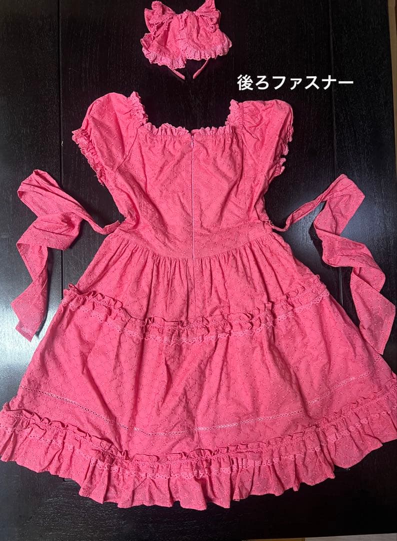 BABY♡マシェリワンピース♡カチューシャセット(チェリーピンク)日本製