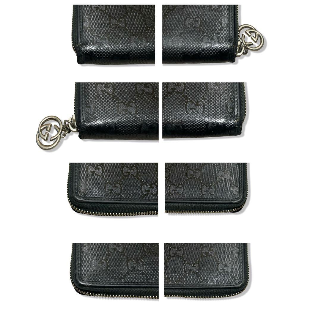 グッチ　長財布　ラウンドジップ　インプリメ　GG柄　インターロッキング　ブラック