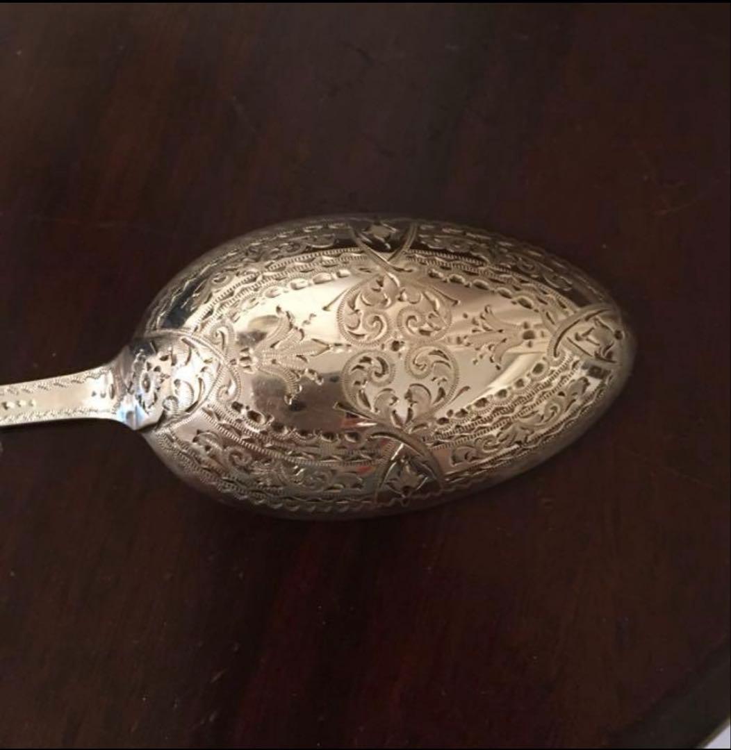 英国アンティーク 純銀ブライトカット スプーン