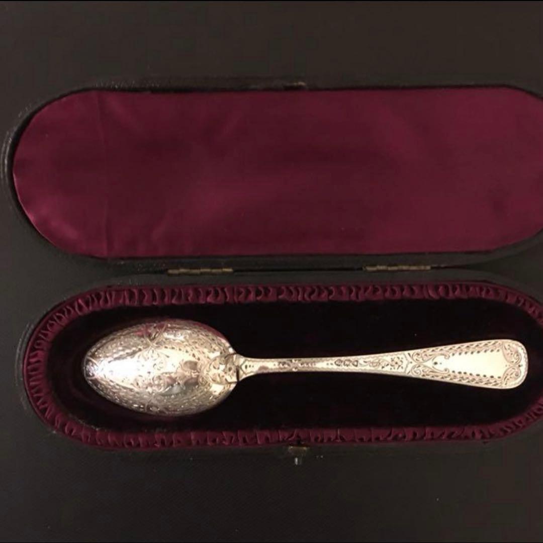英国アンティーク 純銀ブライトカット スプーン