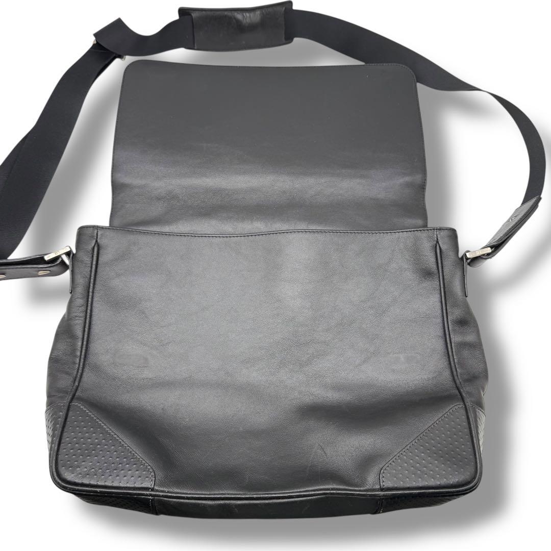 dunhill ダンヒル ショルダーバッグ レザー フラップ クロスボディ 黒