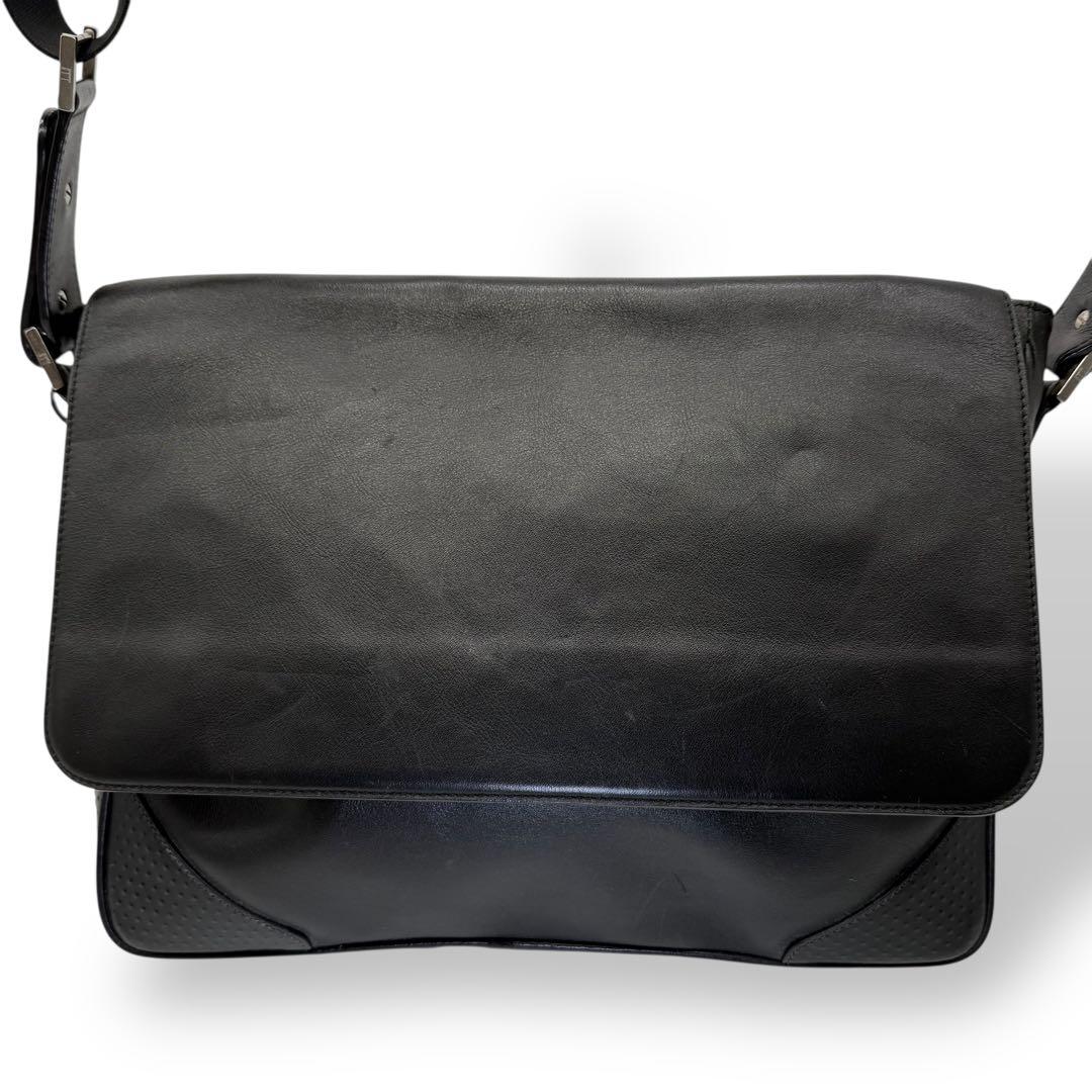 dunhill ダンヒル ショルダーバッグ レザー フラップ クロスボディ 黒