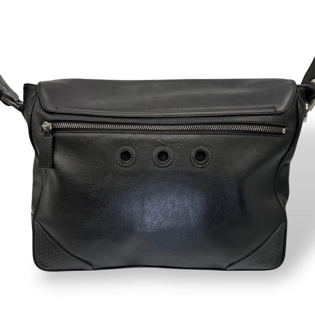 dunhill ダンヒル ショルダーバッグ レザー フラップ クロスボディ 黒