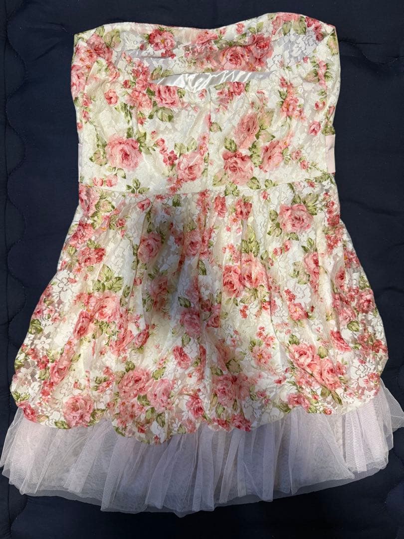 ラパフェ 白×花柄 レースミニワンピ♡