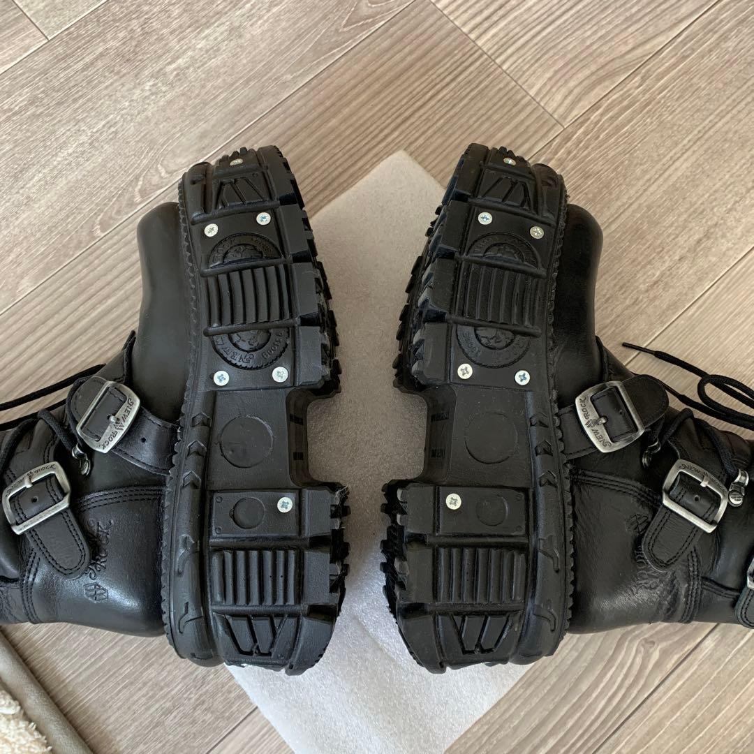 New Rock ユニセックスブラックコンバットブーツ M-TANK373-S1