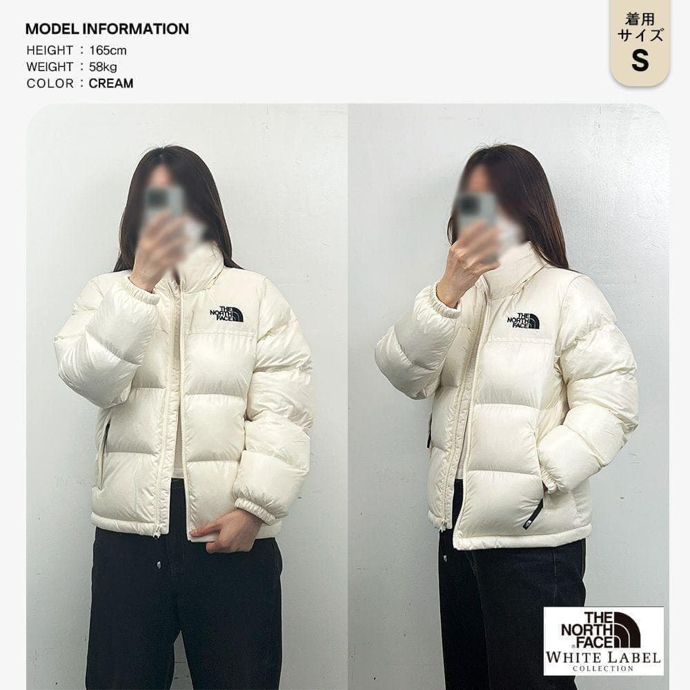 L/クリーム/韓国ヌプシ ダウンジャケット/レディース/ザノースフェイス/白近い