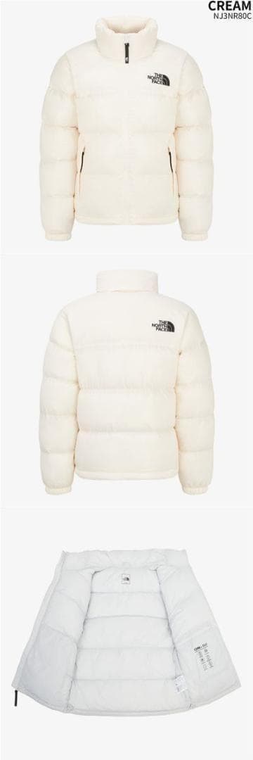 L/クリーム/韓国ヌプシ ダウンジャケット/レディース/ザノースフェイス/白近い