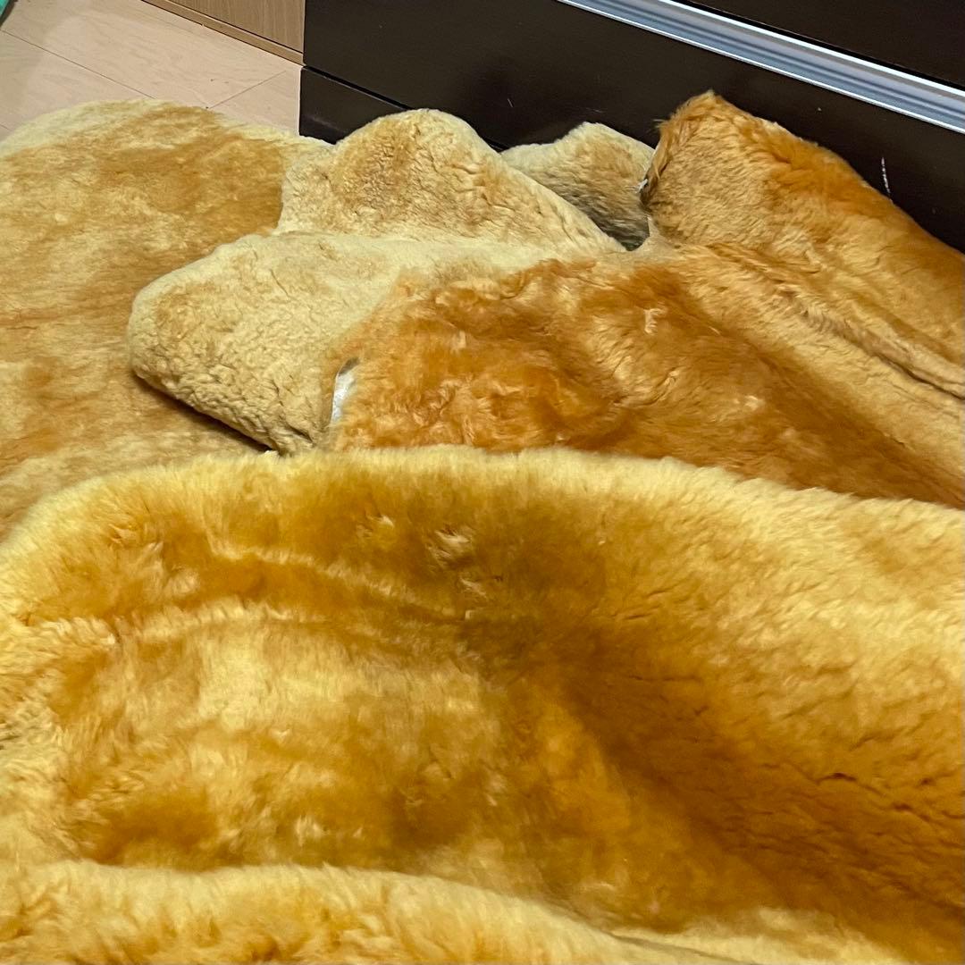 ムートン　ラグ　日本ムートン　4枚セット　冬キャンプ